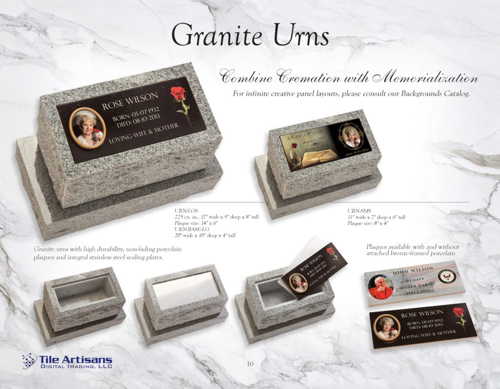 Granite Urns - Artisans Memorial Portraits